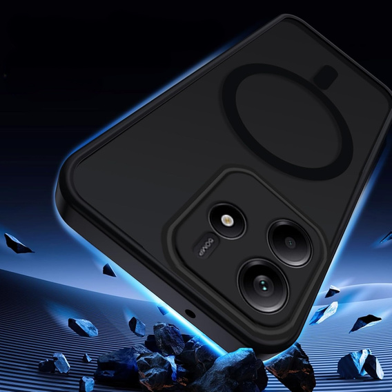 Tok Xiaomi Redmi Note 14 5G-hoz, MagSafe, ERBORD Matt Case, fekete + képernyőüveg