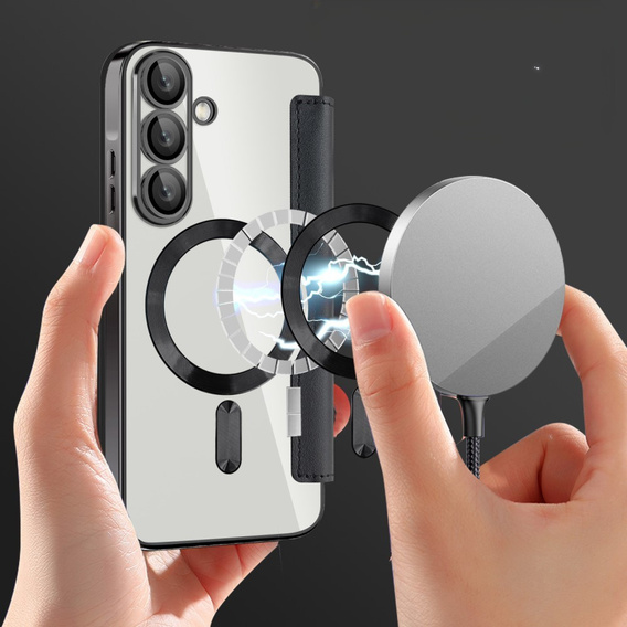 Pattintható tok a Samsung Galaxy A56, RFID Wallet MagSafe CamShield, fekete