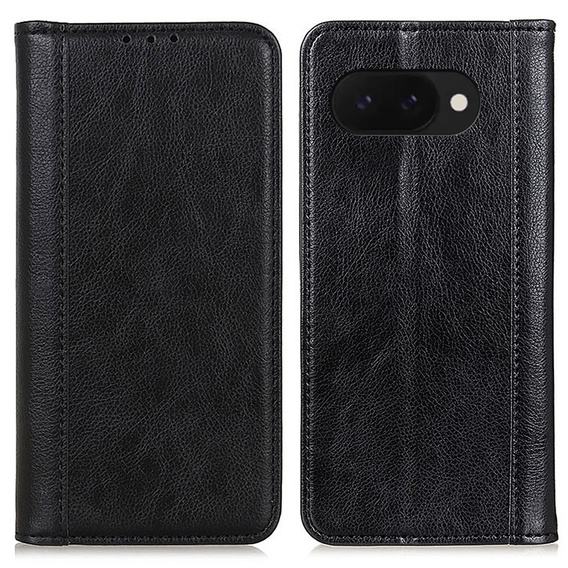 Pattintható tok Google Pixel 9A, Split Leather, fekete