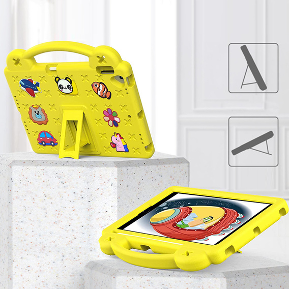 Gyermek tok iPad 10.2" 2021/2020/2019 (9/8/7 gen.) / Air 10.5" 2019 (3 gen.), Cute Patterns, állvánnyal, sárga