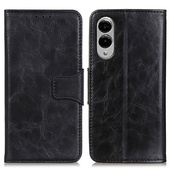 Pattintható tok a Samsung Galaxy S25 Edge, Crazy Horse Wallet, fekete