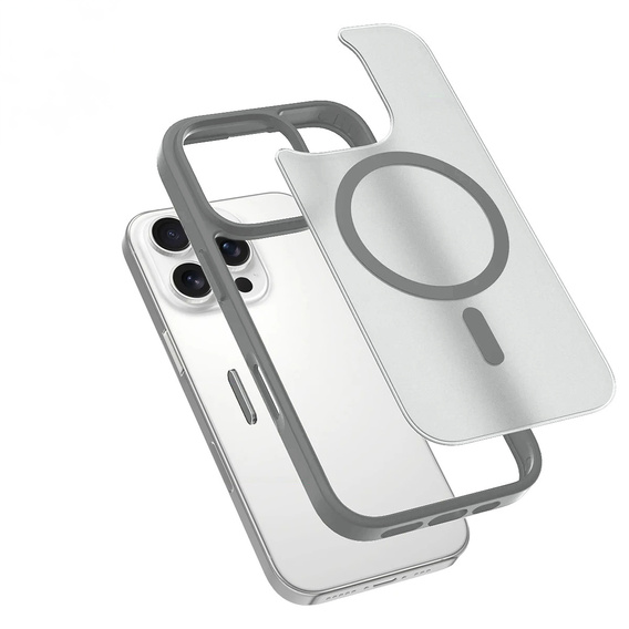 ERBORD MagSafe tok iPhone 16 Pro-hoz, Matte Case, aktív gomb, matt / titánium szürke