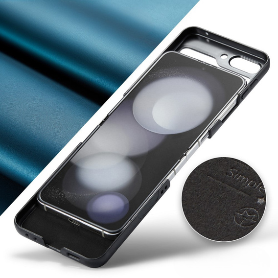 Tojás Samsung Galaxy Z Flip7 FE / Z Flip6, CASEME Litchi Leather, kék