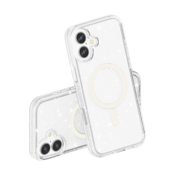 Tok iPhone 17 készülékhez, MagSafe, csillogó, átlátszó