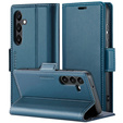 Tok Samsung Galaxy A55, ERBORD Glossy Litchi, pénztárca patenttal, kék