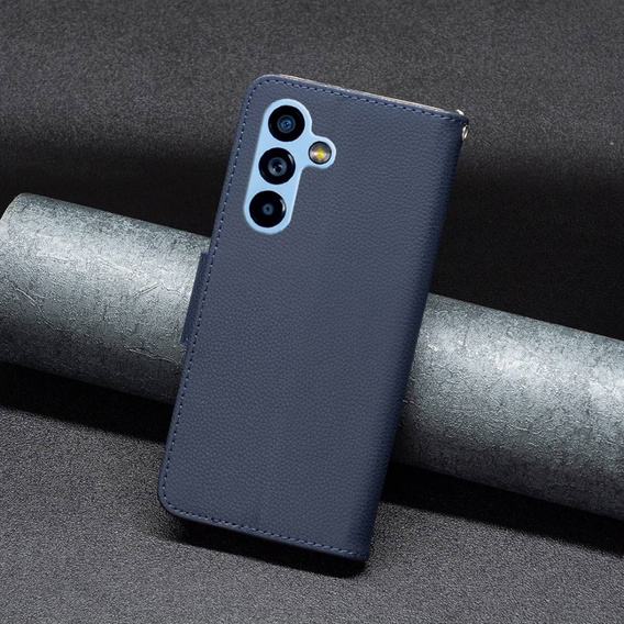Pattintható tok a Samsung Galaxy A54 5G, Wallet Litchi Magnet, sötétkék