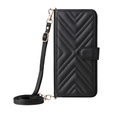 Tok patenttal a Xiaomi Redmi A5-hez, Crossbody Leather Wallet, fekete