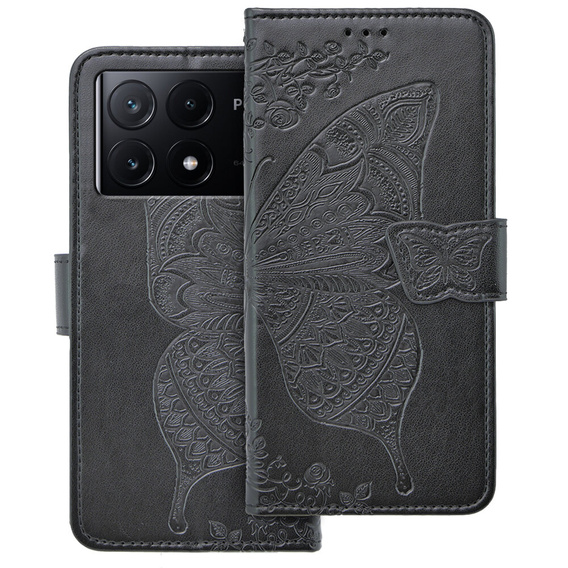 Pattintható tok a Xiaomi Poco X6 Pro 5G, Butterfly, lila