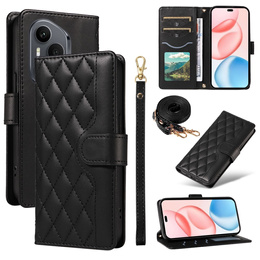 Tok patenttal a Honor 400 Pro 5G-hez, Crossbody Leather Wallet, fekete