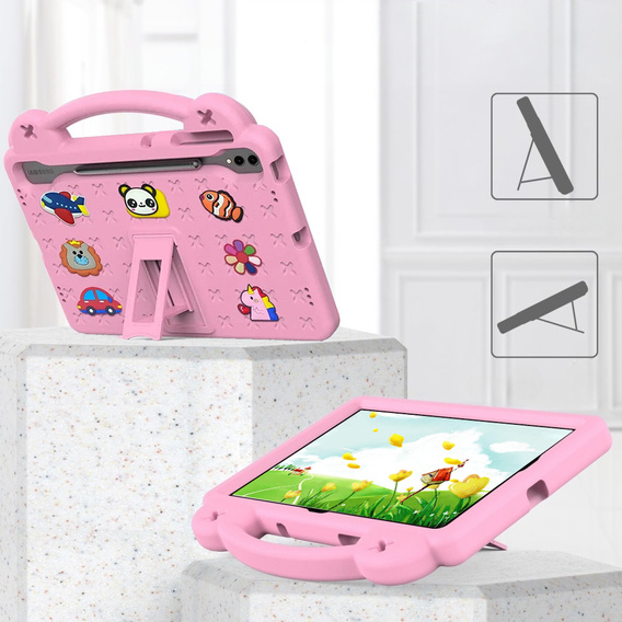 Gyermek tok Samsung Galaxy Tab S9 FE+ Plus, Cute Patterns, állvánnyal, rózsaszín