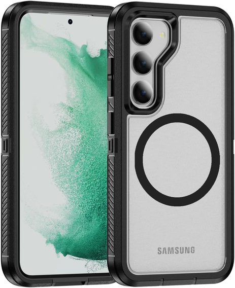 Tok kerettel Samsung Galaxy S23 FE készülékhez, MagSafe-hoz, átlátszó / fekete