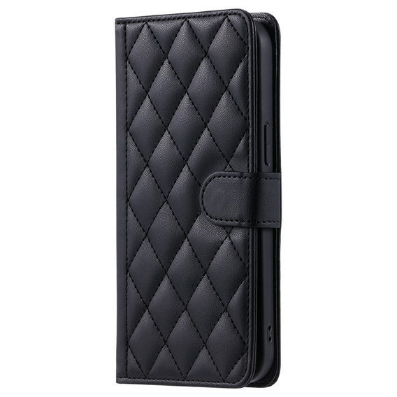 Flap tok Samsung Galaxy S25 FE, Rhombus Crossbody Leather, fekete
