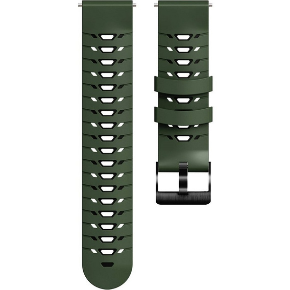 Uniwersalny Pasek Silikonowy 22mm Three Row Holes, Army Green/Black