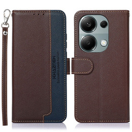 Pattintható tok a Xiaomi Redmi Note 13 Pro 4G / Xiaomi Redmi Note 14S / Xiaomi Poco M6 Pro 4G, KHAZNEH RFID, barna / kék