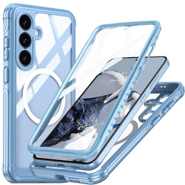 Tok Samsung Galaxy S25 FE-hoz, Shockproof, üveggel, MagSafe-hoz, kék