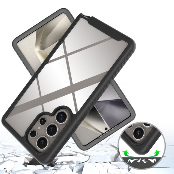 Tok Samsung Galaxy S25 Ultra készülékhez, Shockproof, fóliával, fekete