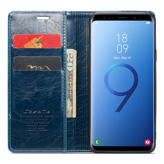 CASEME flip tok Samsung Galaxy S9+ Plus, Waxy Textured, kék