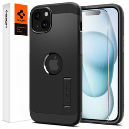 Spigen tok iPhone 15 készülékhez, Tough Armor Mag Mag MagSafe, fekete + 9H edzett üveg