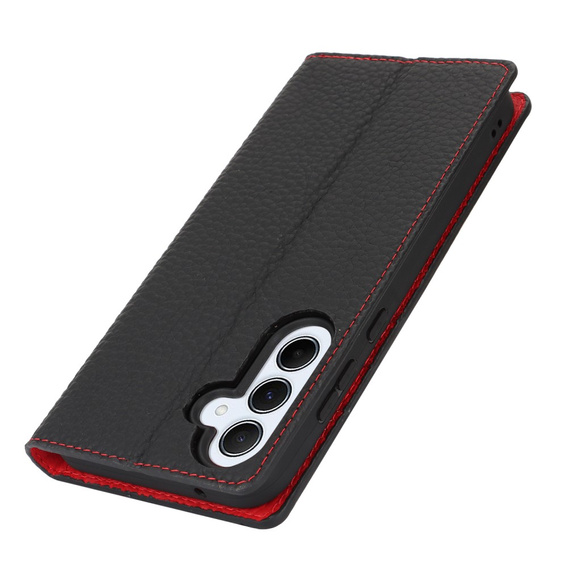 Pattintható tok a Samsung Galaxy S24 FE, Litchi Skin Grain, fekete