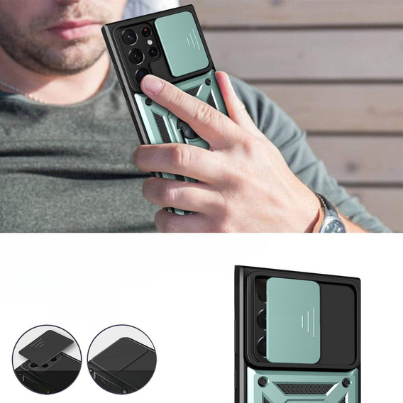 Telefontok a Samsung Galaxy S23 Ultra, CamShield Slide, zöld