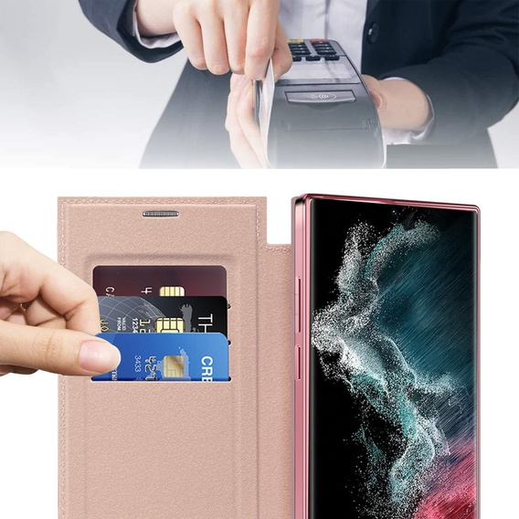 Pattintható tok a Samsung Galaxy S22 Ultra 5G, RFID Wallet MagSafe CamShield, rózsaszín