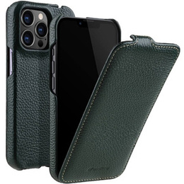 MELKCO flip tok iPhone 14 Pro-hoz, bőr, flip, sötétzöld