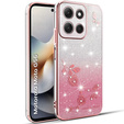Tok Motorola Moto G56 5G, Glitter Flower, rózsaszín rose gold