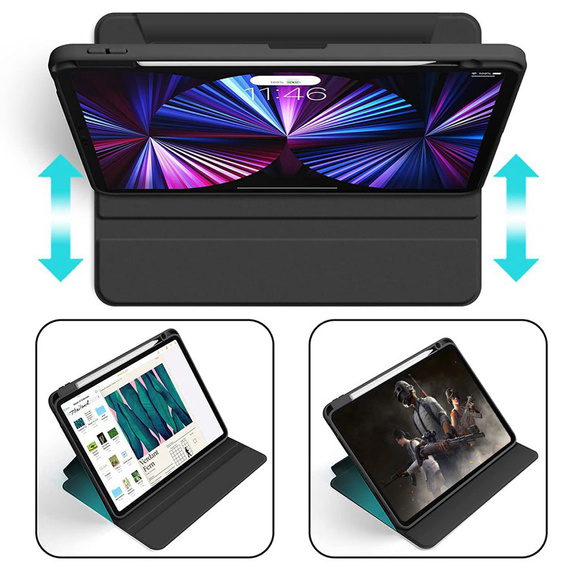 Tok + billentyűzet iPad 10.2 2021 / 2020 / 2019 7/8/9 gen, fekete