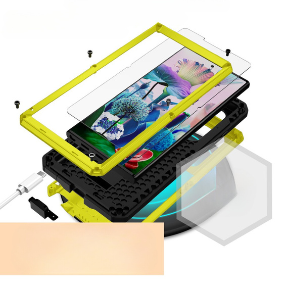 Páncélozott tok a Samsung Galaxy S23 Ultra, R-JUST CamShield Slide, sárga