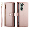 Pattintható tok a Xiaomi Poco X7 Pro 5G, Wallet Zipper Pocket, rózsaszín
