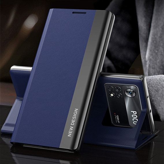 Pattintható tok a Xiaomi Poco M4 Pro 4G, Side Magnetic, sötétkék