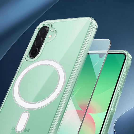 Tok Samsung Galaxy A56 5G, Dropproof MagSafe, átlátszó + 9H edzett üveg