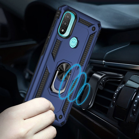 Páncélozott telefontok a Motorola Moto E20/E30/E40, Nox Case Ring, kék