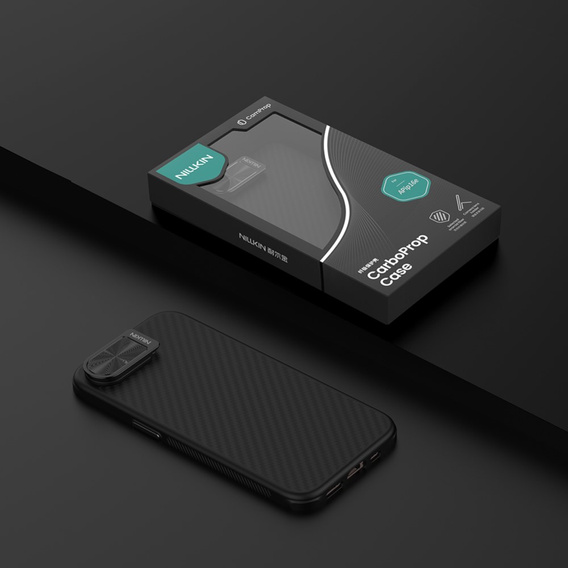 Tok iPhone 16e, páncélozott Nillkin, Carboprof Case, Magsafe, fekete