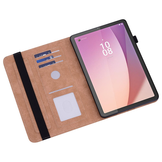 Tok Lenovo Tab M9, Classic, tolltartóval, barna