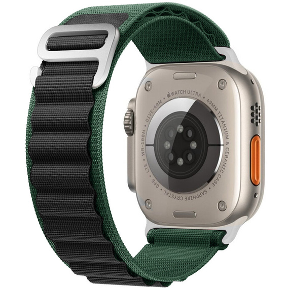 Nylon szíj Apple Watch 1/2/3/4/4/5/6/7/8/SE/ULTRA 42/44/45/45/49mm, zöld  / fekete