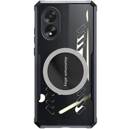 Tok Oppo A18 4G / A38 4G, mágneses lemezzel, átlátszó / fekete