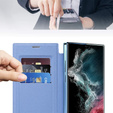 Pattintható tok a Samsung Galaxy S22 Ultra 5G, RFID Wallet MagSafe CamShield, kék