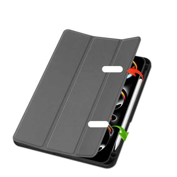 Tok iPad Pro 11" 2024 (5 gen.), Smartcase tolltartóval, szürke
