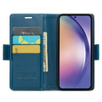 Tok Samsung Galaxy A55, ERBORD Glossy Litchi, pénztárca patenttal, kék