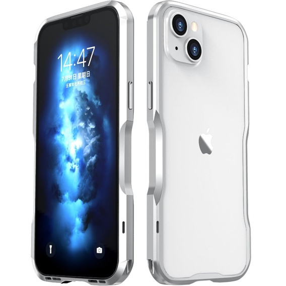 Teletok LUPHIE iPhone 14-hoz, Armor Bumper, ezüst