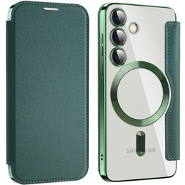 Pattintható tok a Samsung Galaxy S24, RFID Wallet MagSafe CamShield, zöld