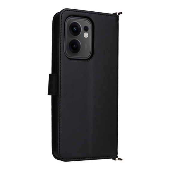 Tok patenttal a Oppo Reno 13F 5G-hez, Crossbody Leather Wallet, fekete