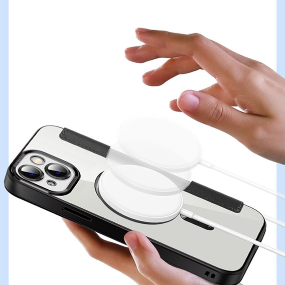 Pattintható tok a iPhone 13, RFID Wallet MagSafe CamShield, fekete