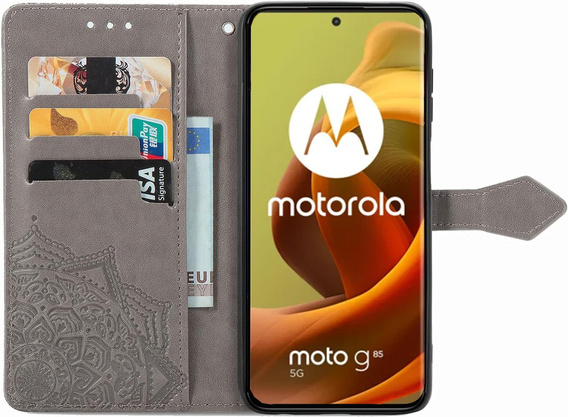 Pattintható tok a Motorola Moto G85, Mandala, szürke