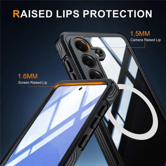 Üveges, ütésálló tok MagSafe-hez Samsung Galaxy S26-hoz, fekete