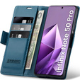 Tok Infinix Note 50 Pro, ERBORD Glossy Litchi, pénztárca patenttal, kék