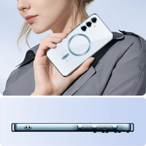 Tok Samsung Galaxy A15 4G/5G-hoz, Electro MagSafe, kék + üveg a képernyőhöz