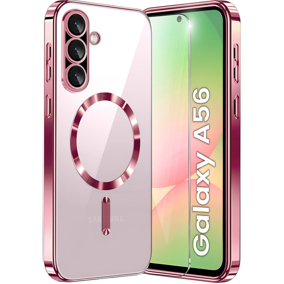 Tok Samsung Galaxy A56-hoz, Electro MagSafe, rózsaszín rose gold + üveg a képernyőhöz