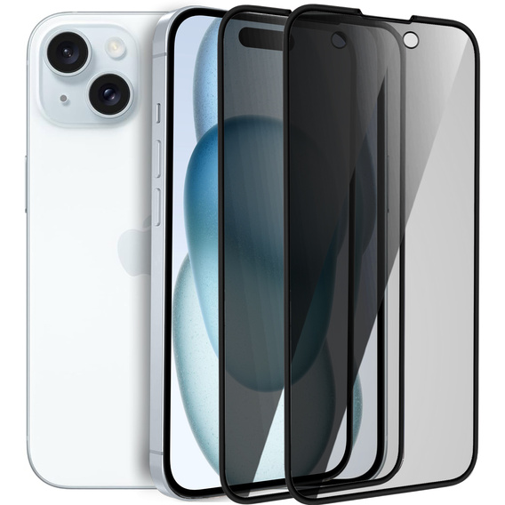 2x edzett adatvédelmi üveg iPhone 15 Plus-hoz, ERBORD Anti-Spy